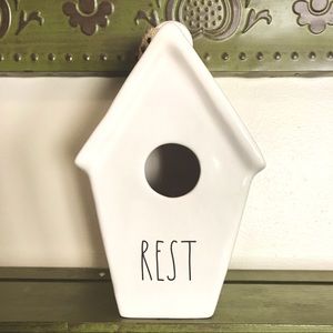 NEW Rae Dunn REST Ceramic Birdhouse Bird House 9”